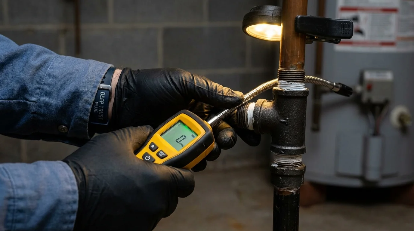 Gas leak detection with electronic sniffer by Johns Plumbing LLC in Braidwood